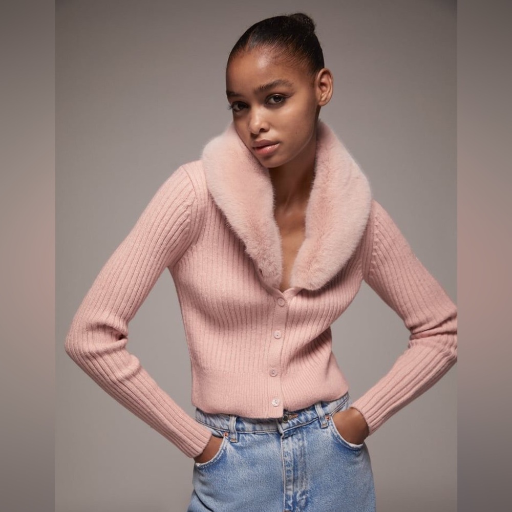 ZARA Cardigan with Faux Fur